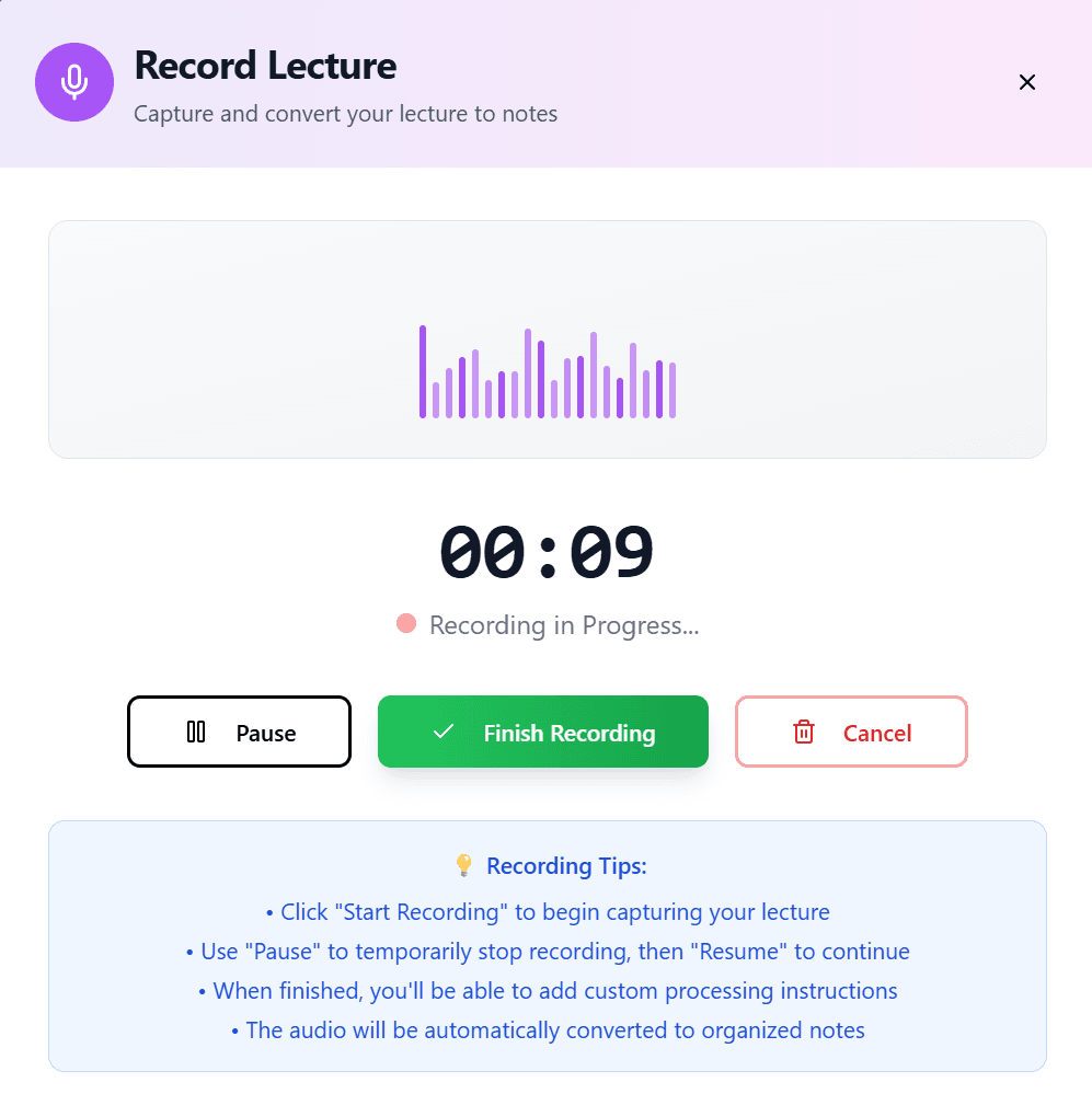 Lectures to Notes